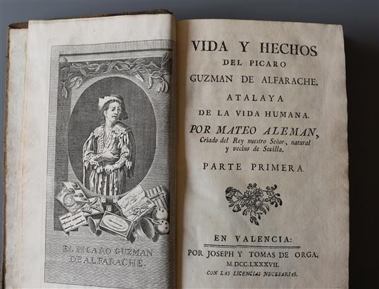 Alemán, Mateo - Vida y Hechos del Picaro Guzmán de Alfarache Atalaya de la Vida Humana, 2 vols, 8vo, tree